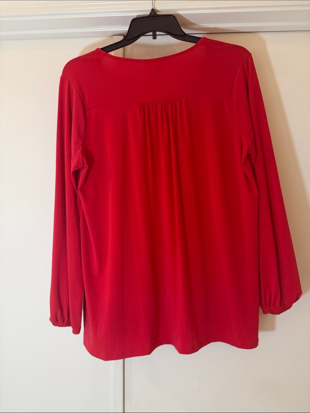 Michael Kors Women’s Red Zip-Detail V-Neck Blouse - Picture 6 of 6